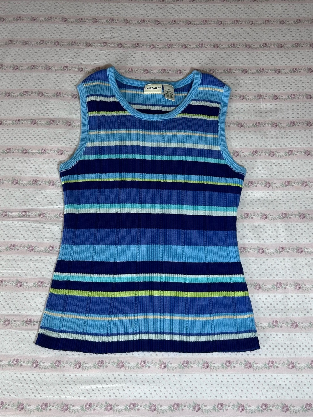 Cherokee Blue Multi-Striped Ribbed Tank - Picture 2 of 6